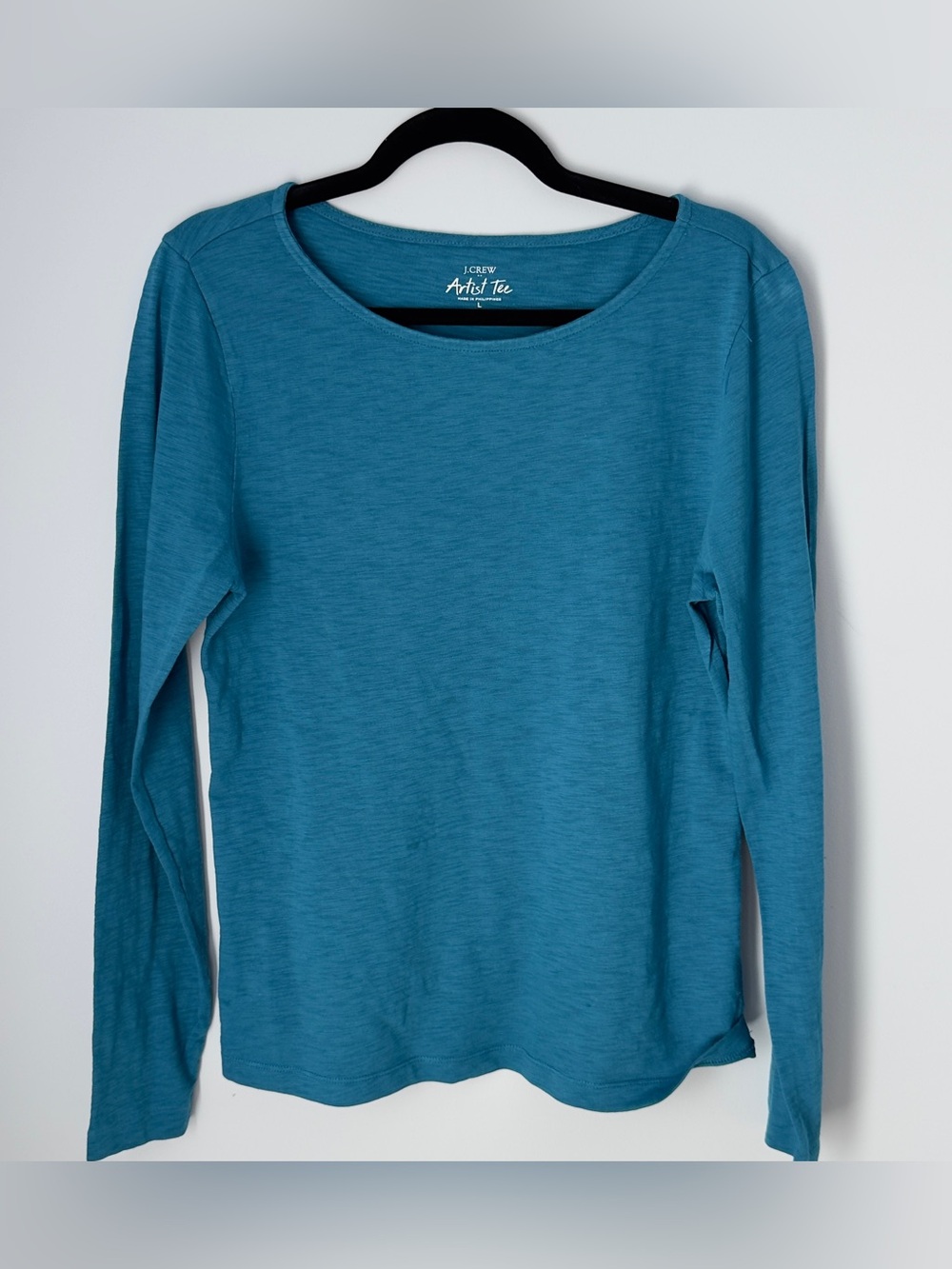 J. Crew Blue Teal Artist Tee Long Sleeve 100% Cotton Tee